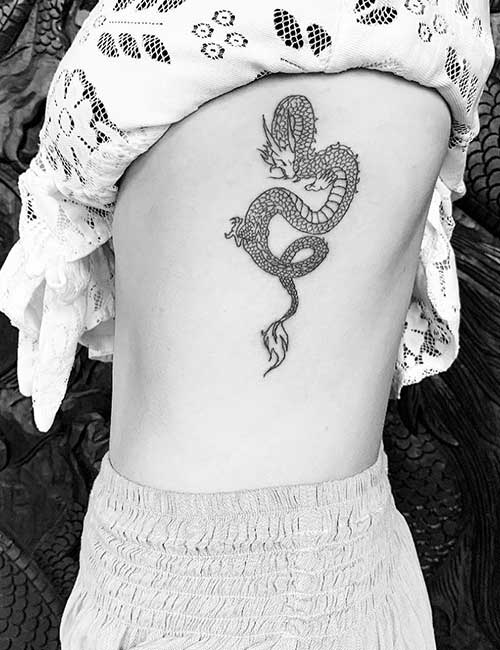 Dragon side rib tattoo design
