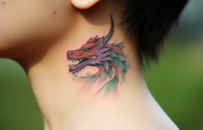 dragon neck tattoo design