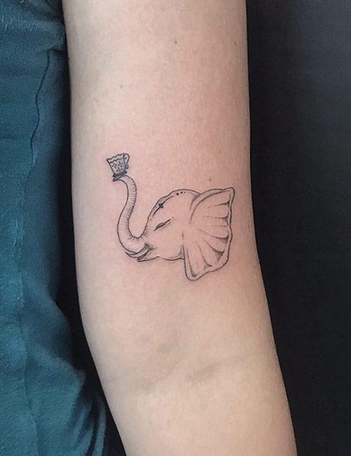 Small elephant tattoo design on sleeve