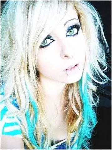 Emo curls with turquoise streaks for girls