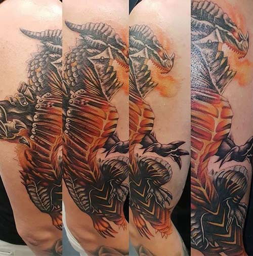 Fire dragon tattoo design
