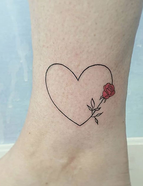 Floral heart on the ankle tattoo