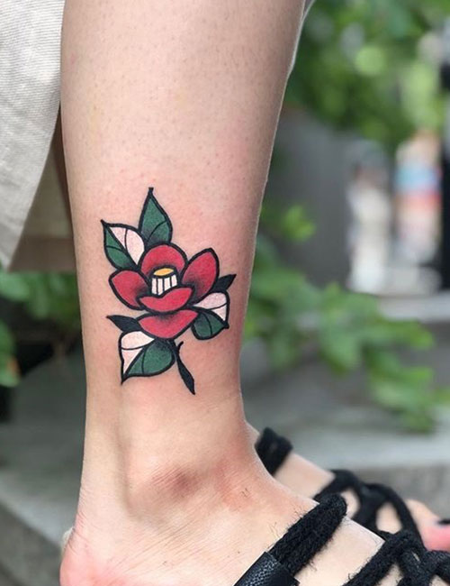 Floral ankle tattoo
