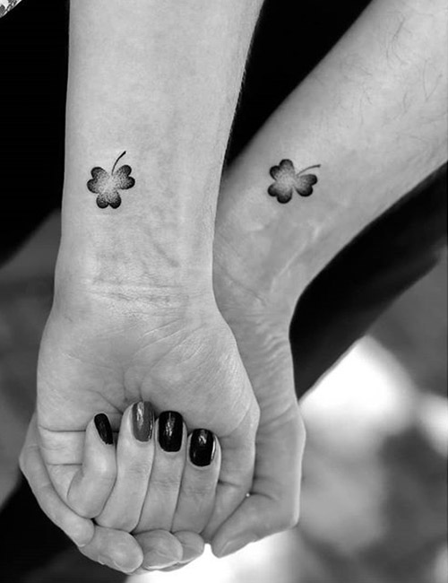 Three-leaf clover tattoo for couples