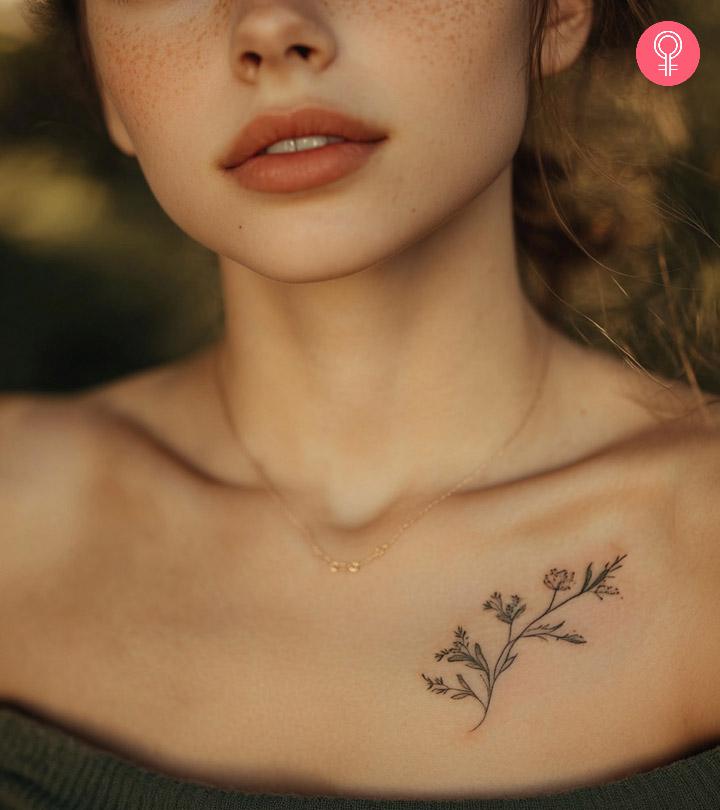 Girl With Breast Tattoo Design