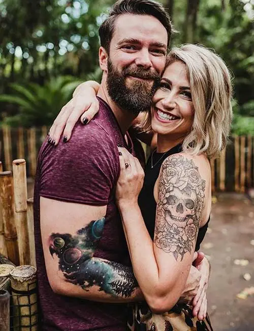 Half Sleeve Skull Tattoos For Couples