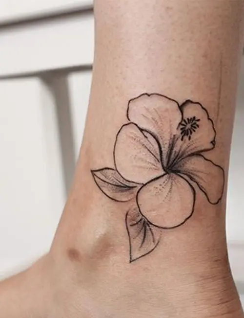 Hawaiian hibiscus ankle tattoo