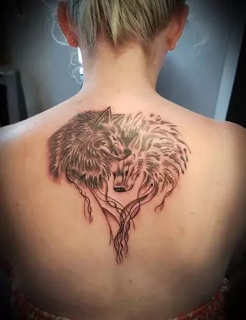 Heart wolf tattoo design