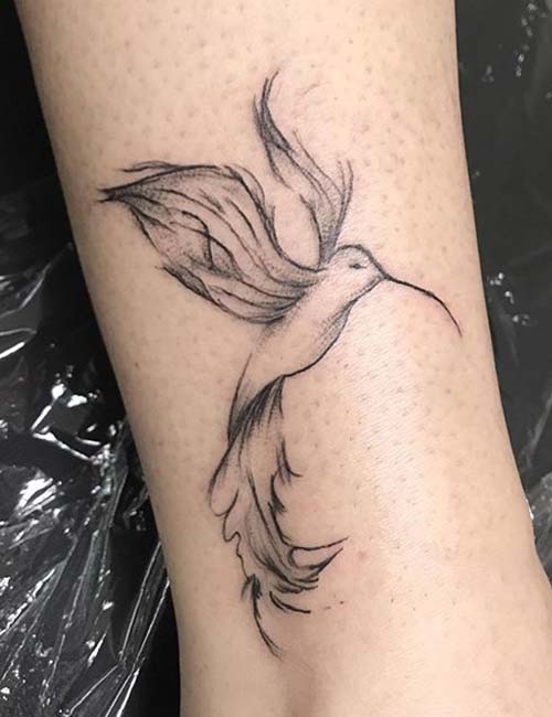 Hummingbird ankle tattoo