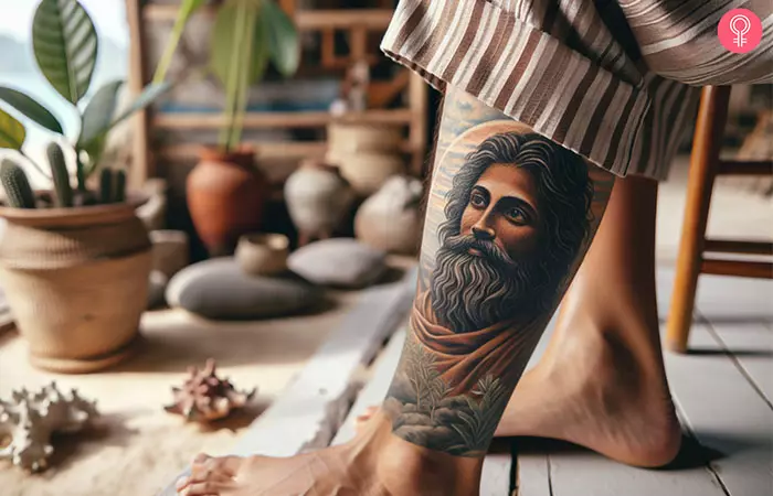 Jesus Leg Tattoo