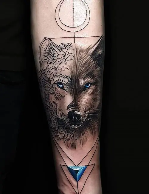 Jewel wolf tattoo