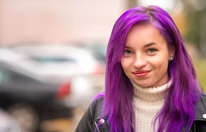 Purple long emo layers for girls