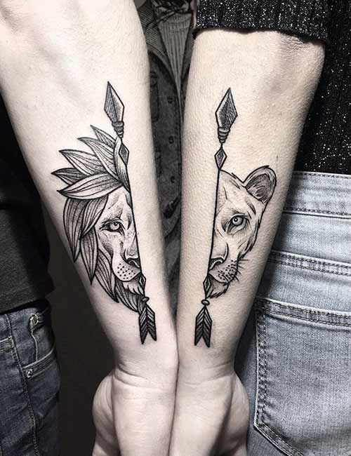 Top 92+ about his and hers lion tattoos unmissable - in.daotaonec
