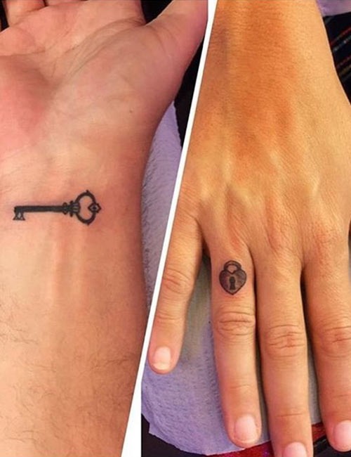 Lock and key tattoo for couples