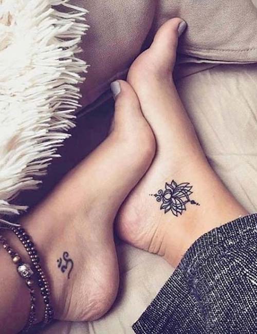 Small lotus tattoo design on leg