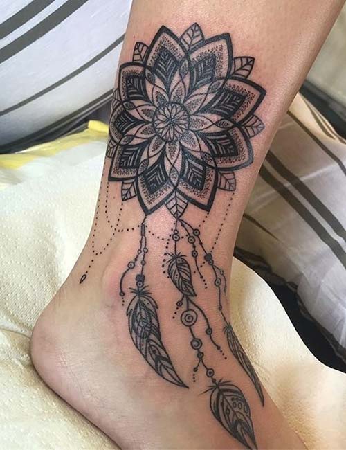 Mandala ankle tattoo
