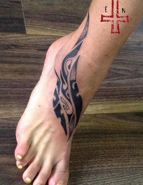 Maori foot tattoo design