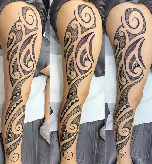 Maori leg tattoo design