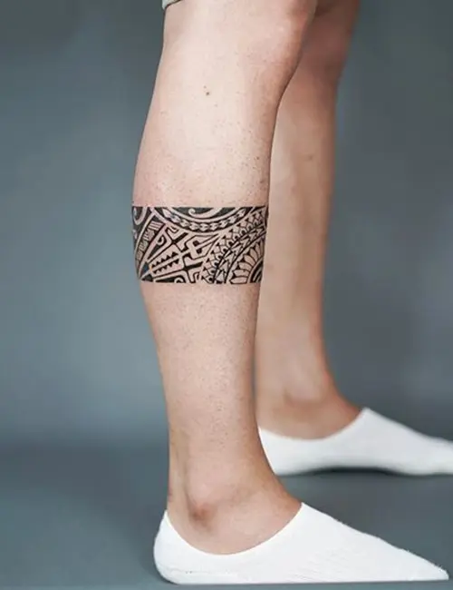 Maori band tattoo design on the calf