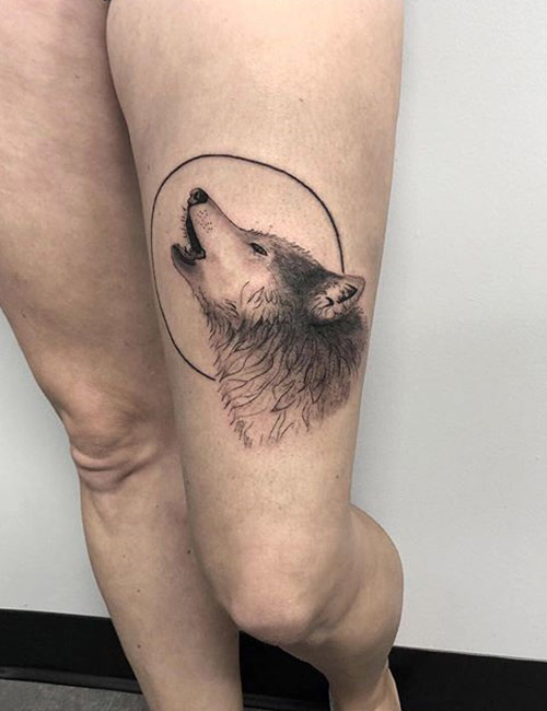 Moon and wolf tattoo