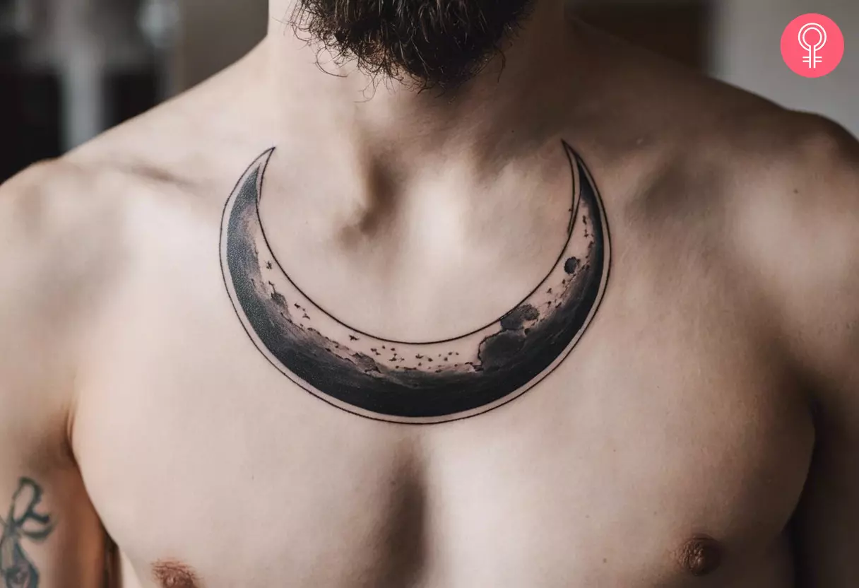 Moon chest tattoo