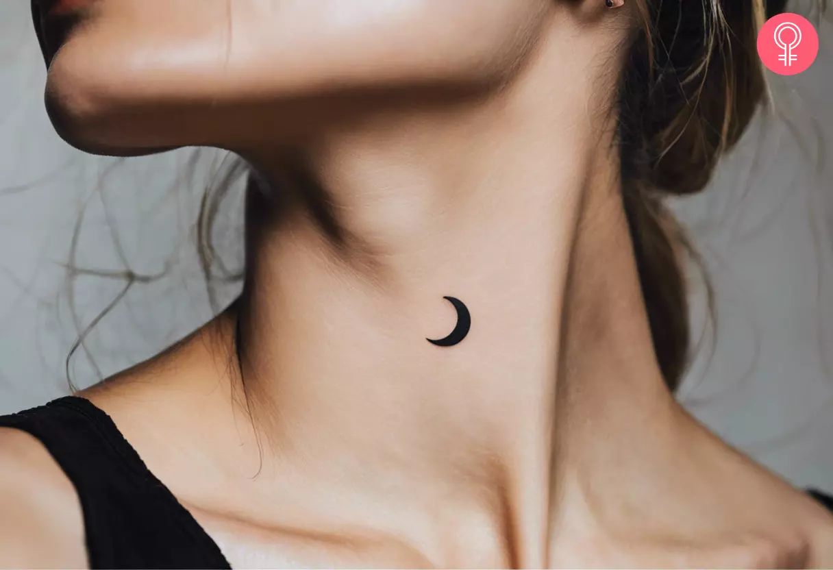 Moon neck tattoo