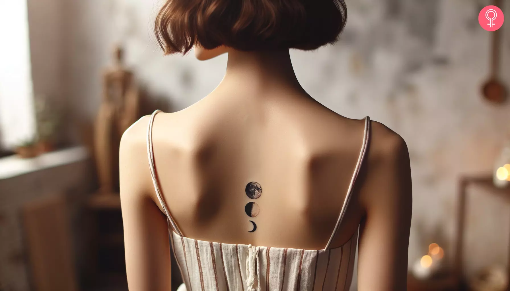 Moon phases spine tattoo