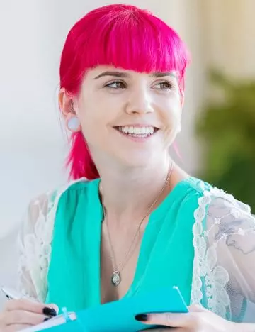 Pink emo ponytail with bangs for girls