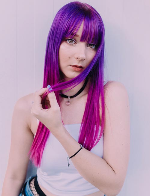Purple To Pink Ombre Emo Hair