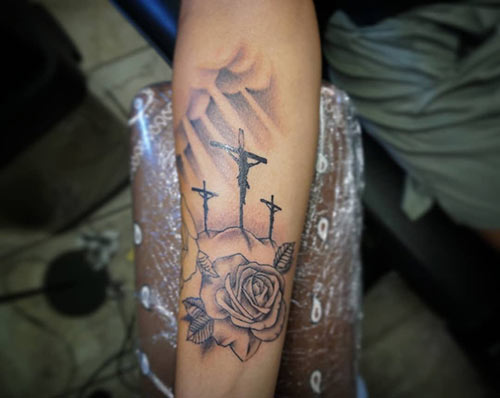 Rose Jesus tattoo