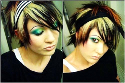 Shaded emo hairdo with spikes for girls