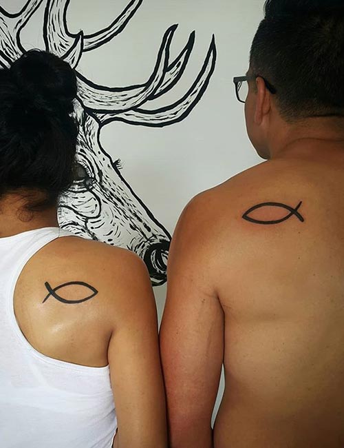 Shoulder tattoo for couples