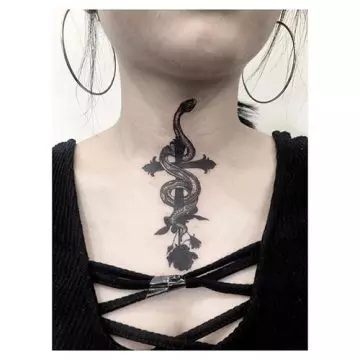 Snake on a cross tattoo