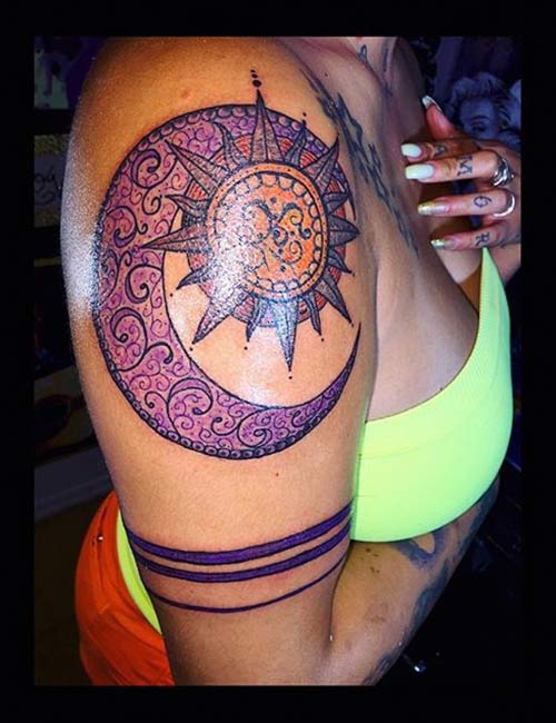 Sun and moon Maori tattoo design