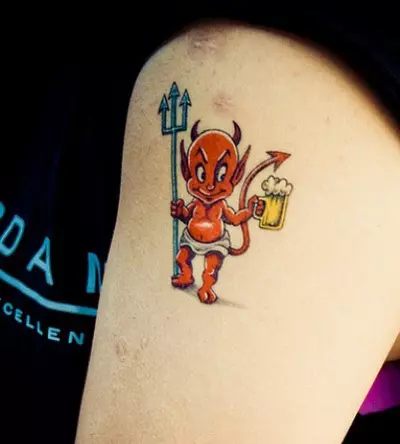 Full body cute cupid devil tattoo