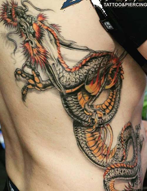 Earthly dragon tattoo design