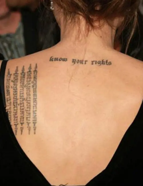 Meaning of Angelina Jolie's Know Your Rights tattoo