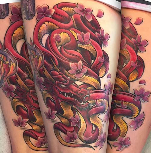Thigh dragon tattoo design