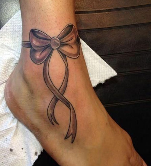 Tie a bow arounf the ankle tattoo