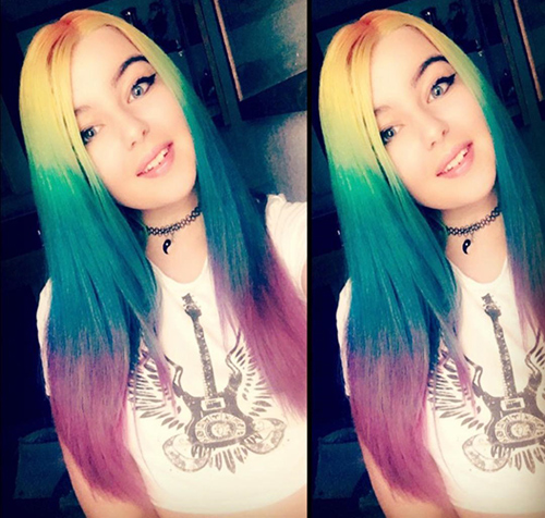 Rainbow emo hairstyle for girls