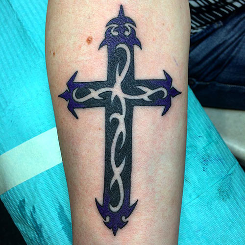 Premium Vector  Christian cross with blackthorn thorn vector religion logo  or tattoo passion of the christ