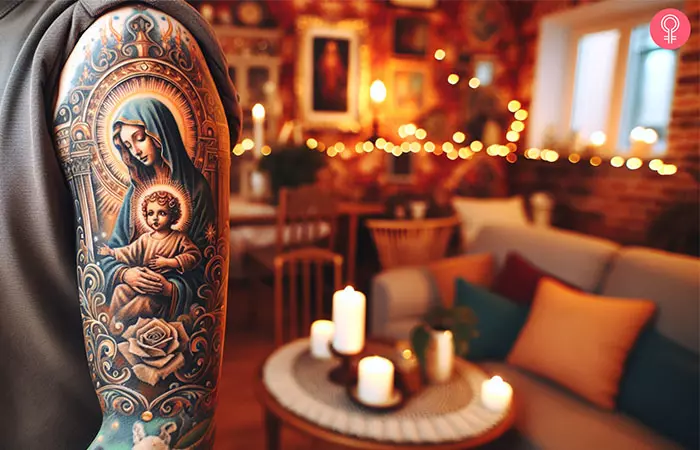 Virgin Mary And Jesus Tattoo