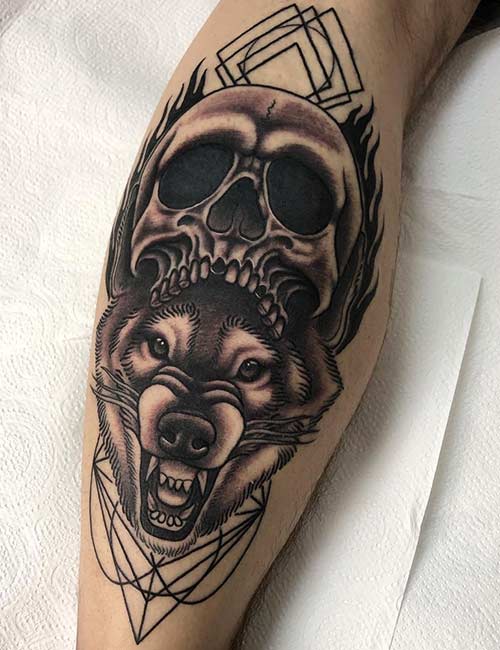Wolf skull tattoo