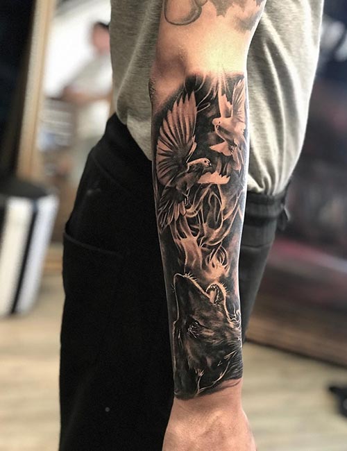 40 Wolf Forearm Tattoo Designs For Men - Masculine Ink Ideas | Wolf tattoo  design, Forearm sleeve tattoos, Full sleeve tattoo design