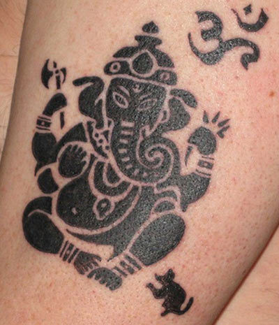 Solid black Ganesh tattoo