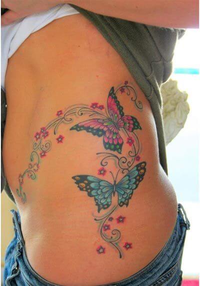 tatuaggio fiore farfalla