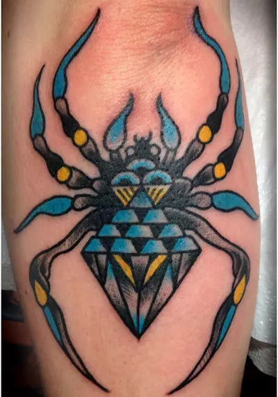 Colorful spider tattoo design