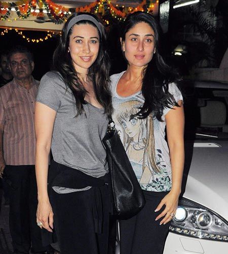 Karishma Kapoor without makeup with Kareena during the screening of Golmaal 3