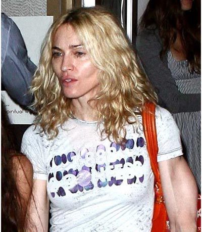 Madonna without makeup with a casual chic look