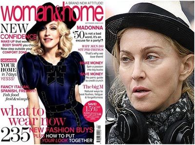 Comparison of graceful Madonna with and without makeup looks
